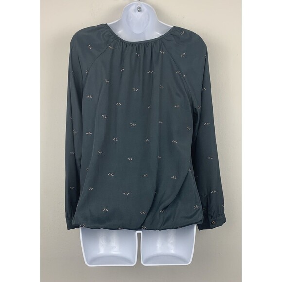 4 For $20 Creative Commune Smoky Gray Fan Print Blouse V-Neck Top Size Medium - Picture 2 of 8